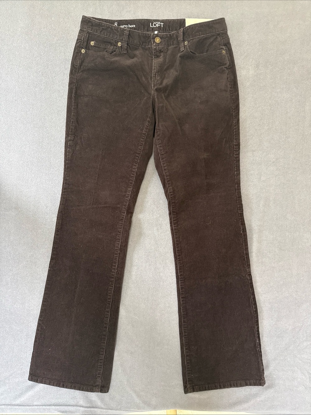 NWT Ann Taylor LOFT Women's Dark Brown Corduroy Jeans Size 8 Bootcut Curvy Fit